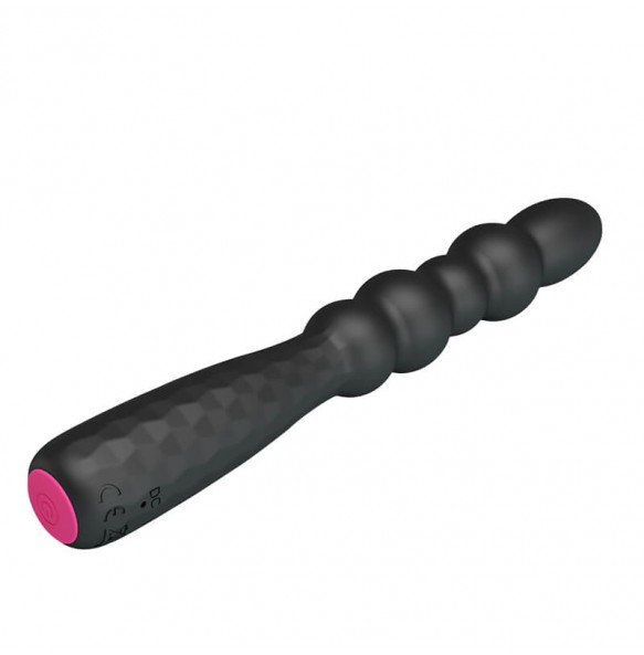 MR PLAY - Vibrating Beaded Anal Plug Wand (Chargeable - Black)